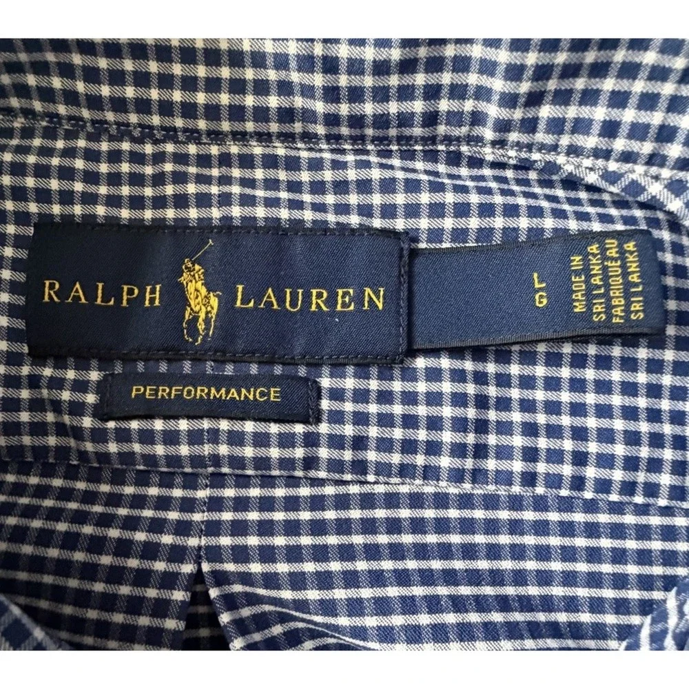 Polo Ralph Lauren Long Sleeve Button Up Shirt Blue Plaid Pony Logo Large JBHS